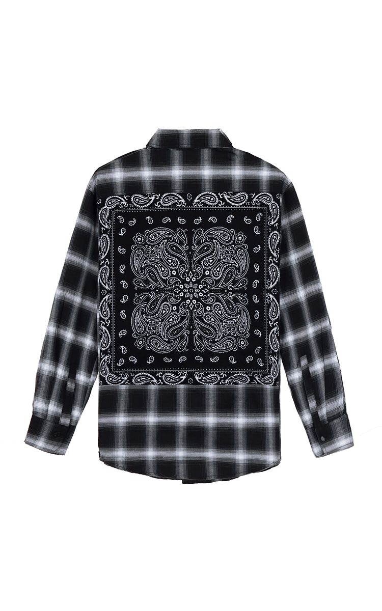 Bandana Flannel Shirt In Black White Three Hundred