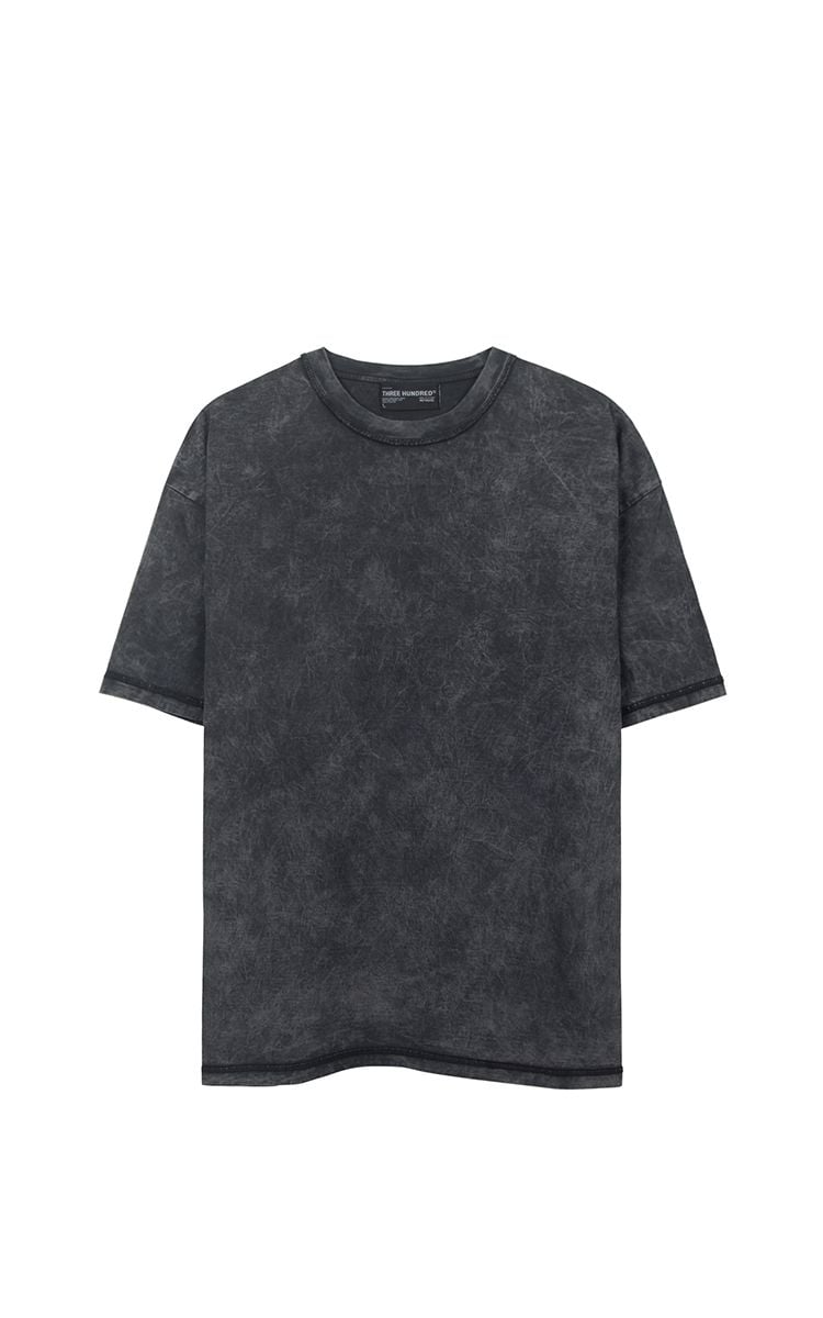 Three Hundred Basic Tee In Acid Washed Grey