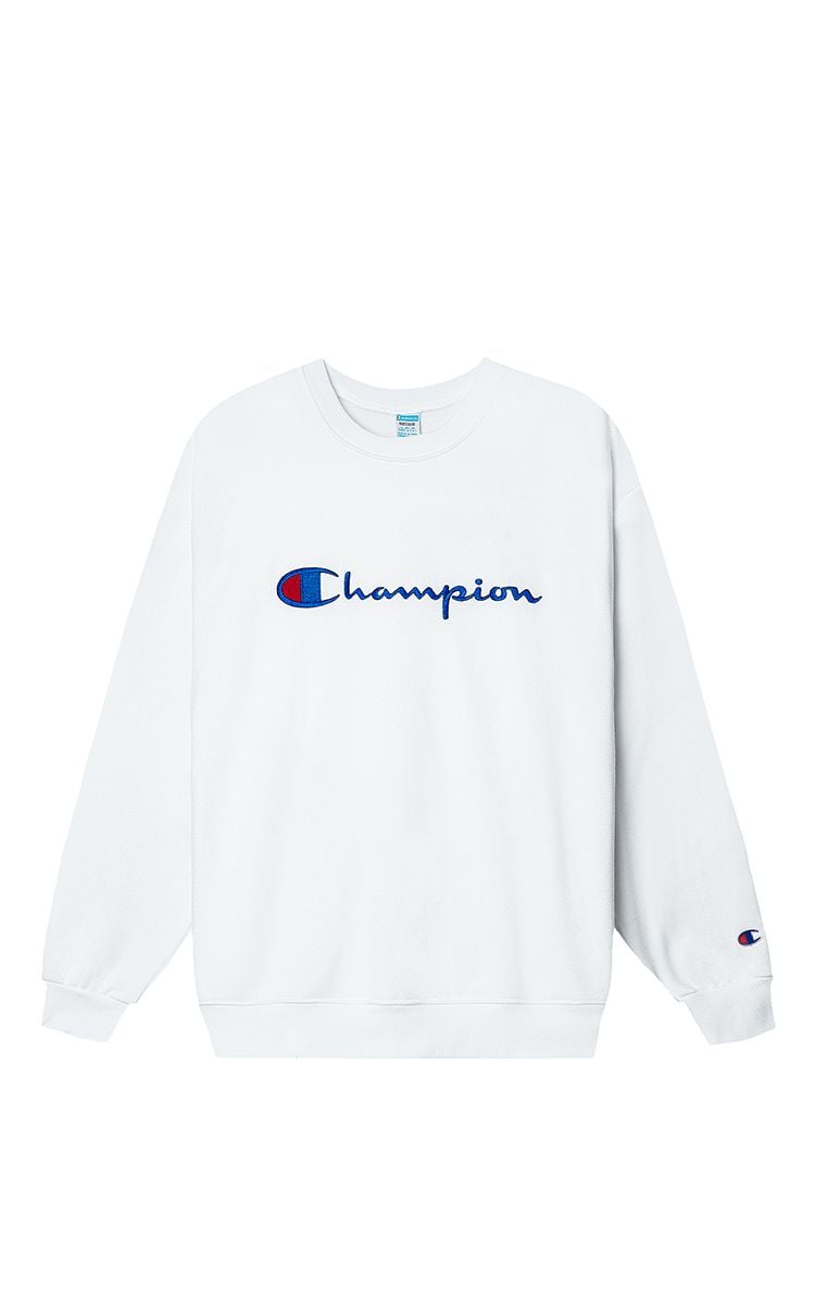 Champion Embroidered Big Logo Sweater In White