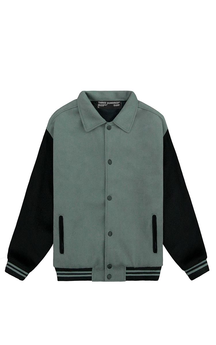 Varsity Jacket In Green Cream