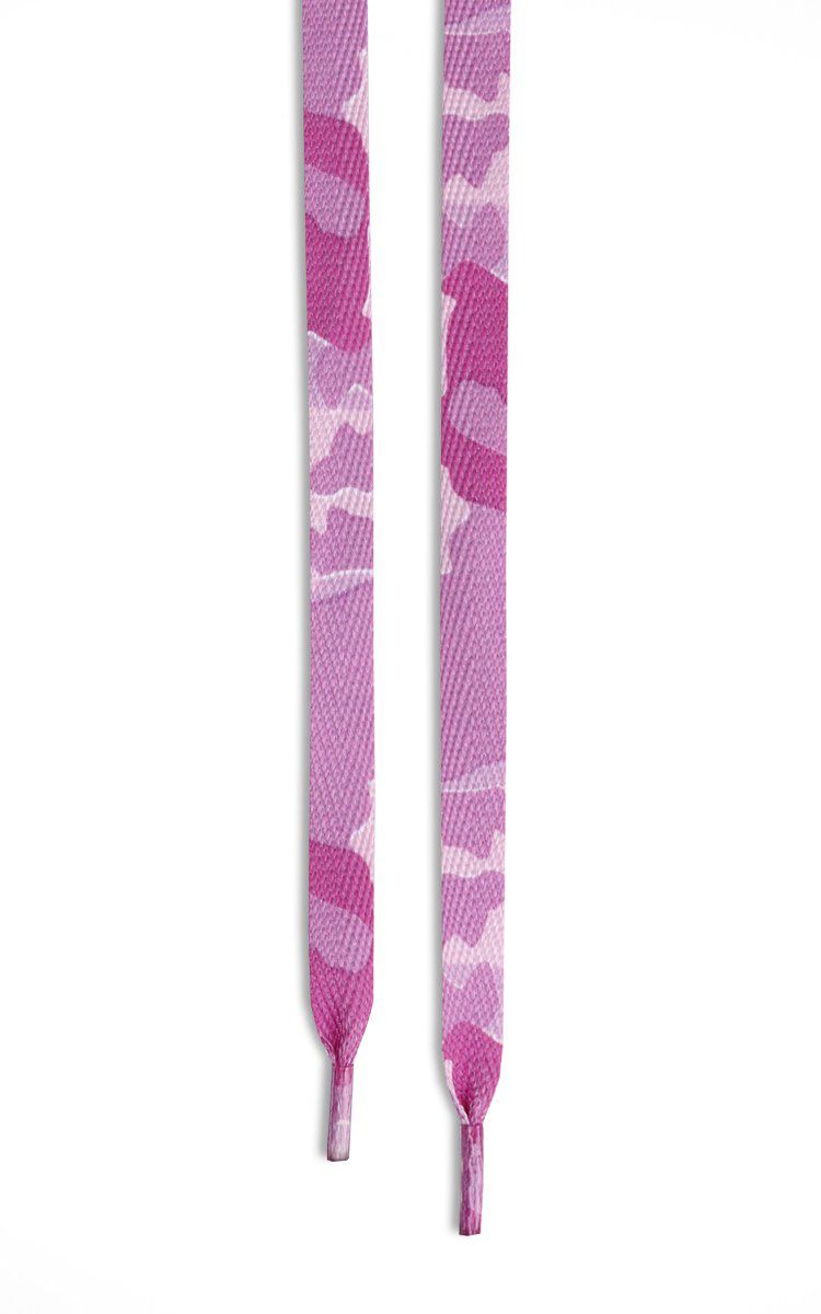 Pink Camo Flat Shoelaces