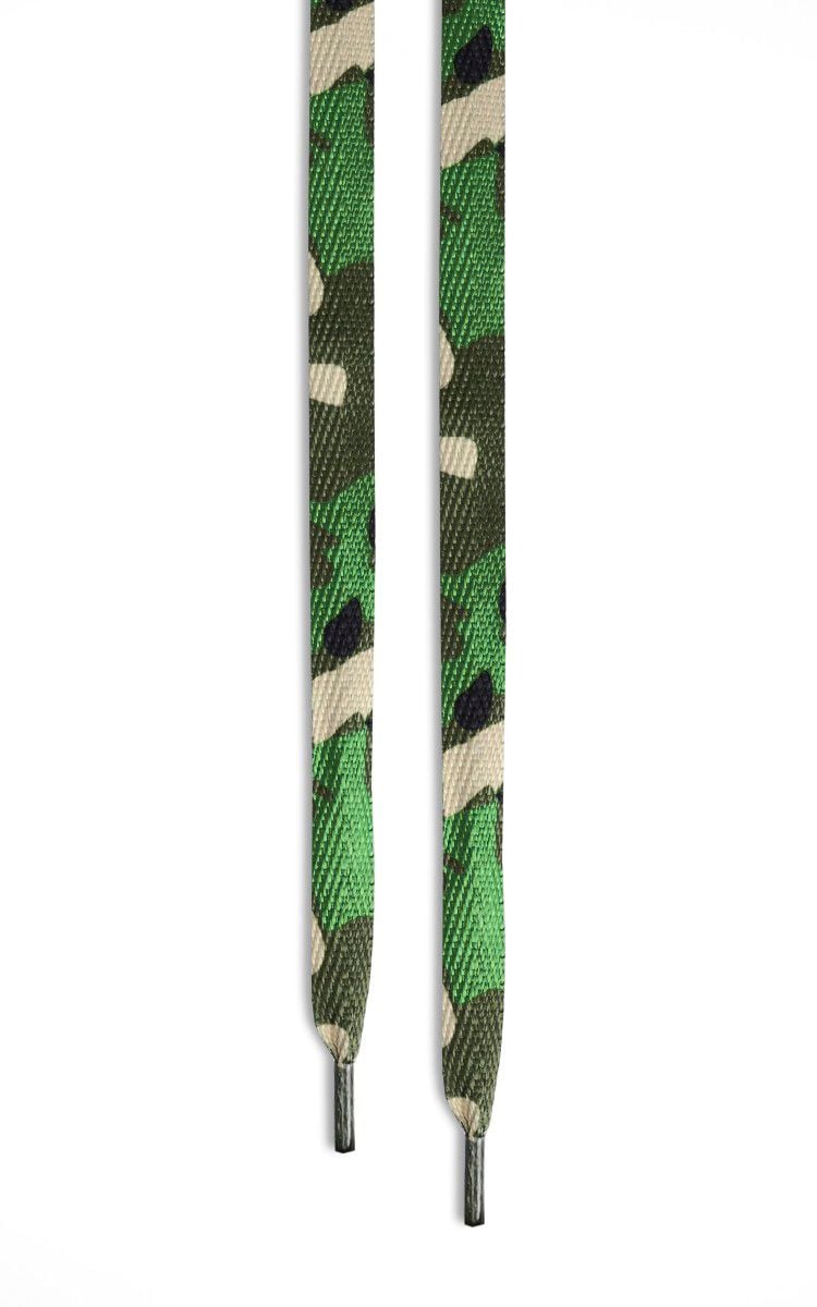 Green Camo Flat Shoelaces