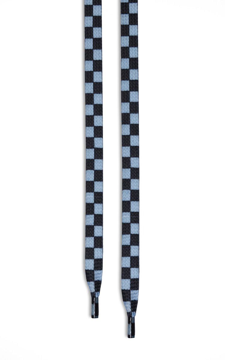 Checkered Flat Shoelaces In Blue/Black