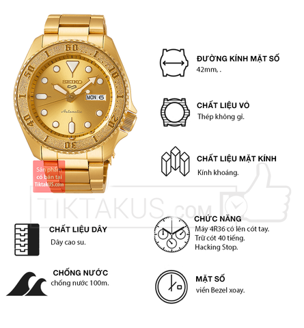 Đồng hồ Seiko 5 Sport 2019 srpe74k1 chính hãng bản đặc biệt mạ vàng -  Tiktakus