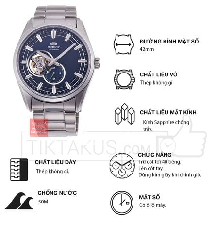 Đồng hồ nam dây thép không gỉ Orient open heart RA-AR0003L30B ( RA-AR0003L10B )