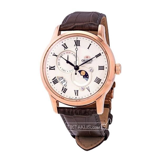 Đồng hồ nam dây da Orient Sun and Moon gen 3 RA-AK0007S30B ( Rose gold) ( RA-AK0007S10B )