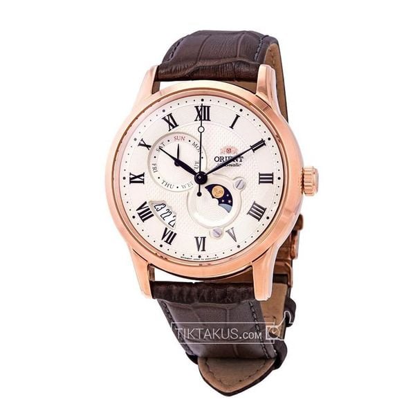 Đồng hồ nam dây da Orient Sun and Moon gen 3 RA-AK0007S10B ( Rose gold)