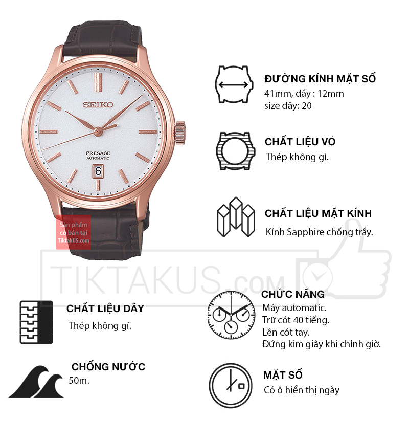 Đồng hồ nam cao cấp Seiko Presage Cocktail SRPD42J1 - Tiktakus