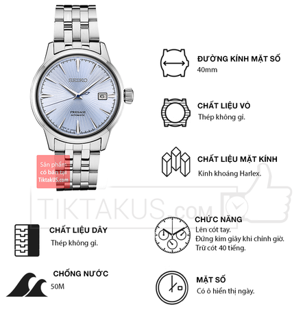 Đồng hồ nam cao cấp Seiko Presage Cocktail SRPE19J1 Made in Japan