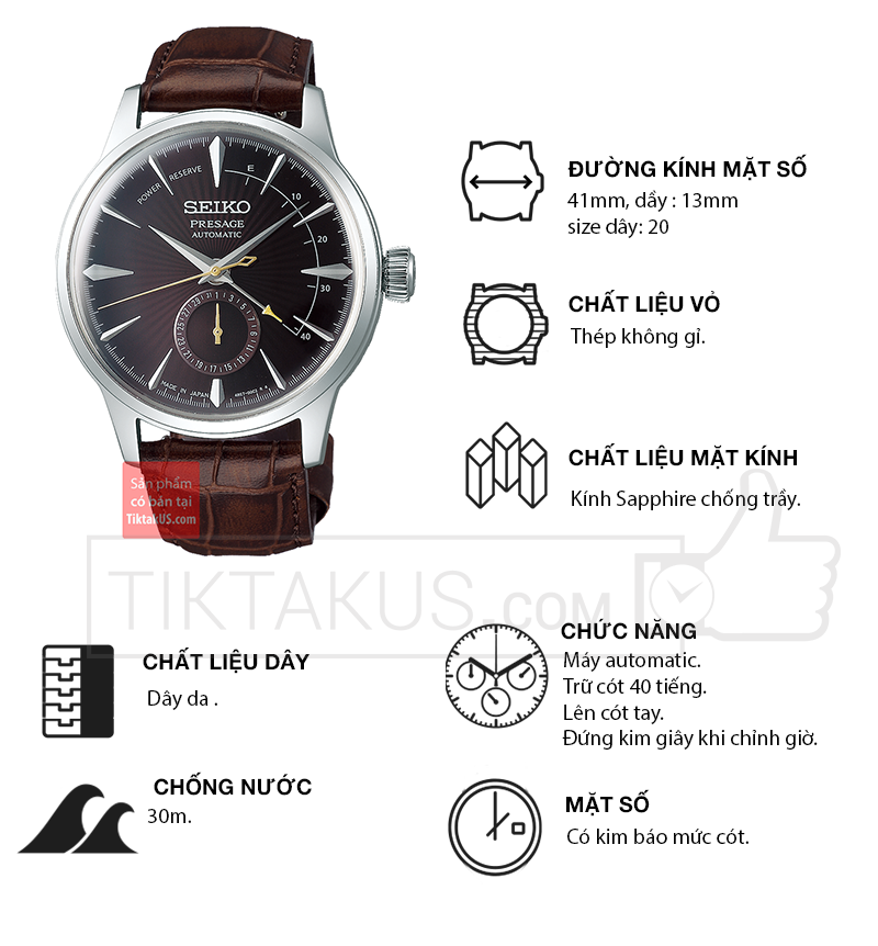 Đồng hồ nam cao cấp Seiko Presage Cocktail SSA393J1 Made in Japan - Tiktakus