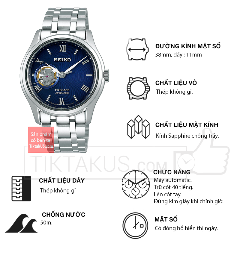 Đồng hồ nam Seiko Presage SSA411J1 Made in Japan Zen Garden-SARY173 -  Tiktakus