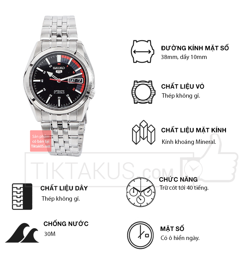 ng h nam Seiko 5 SNK375J1 Made in Japan Tiktakus