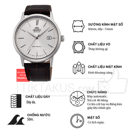 Đồng hồ nam dây da Orient Symphony 3 trắng RA-AC0F07S10B ( RA-AC0F07S30B )