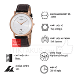 Orient kính Sapphire FGW0100CW0 Đồng hồ công sở dây da Rose Gold classic máy Quartz