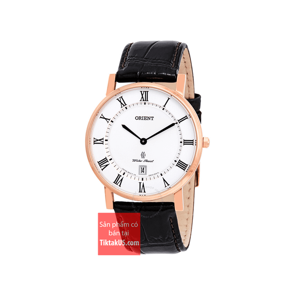 Orient kính Sapphire FGW0100EW0 Đồng hồ công sở dây da Rose Gold classic máy Quartz