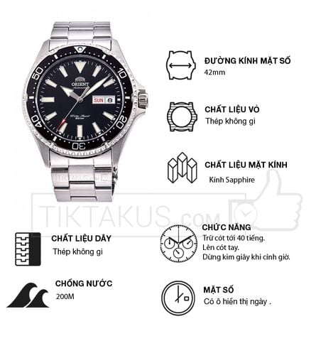 Đồng hồ nam dây thép Orient Mako III RA-AA0001B19B