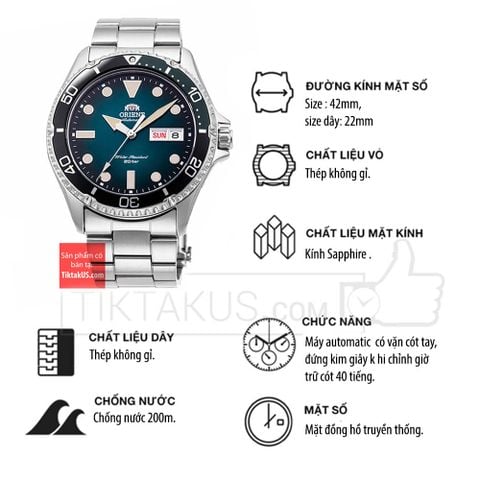 Đồng hồ nam dây thép Orient Mako 4 RA-AA0811E19B