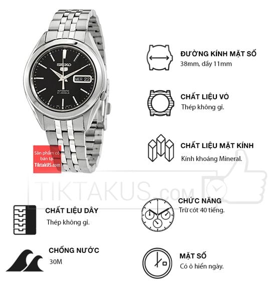 ng h nam day thep Seiko 5 automatic SNKL23K1 Tiktakus