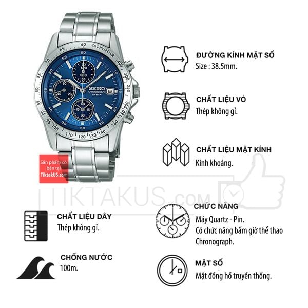 Đồng hồ nam Seiko size  Chronograph SBTQ071 - Tiktakus