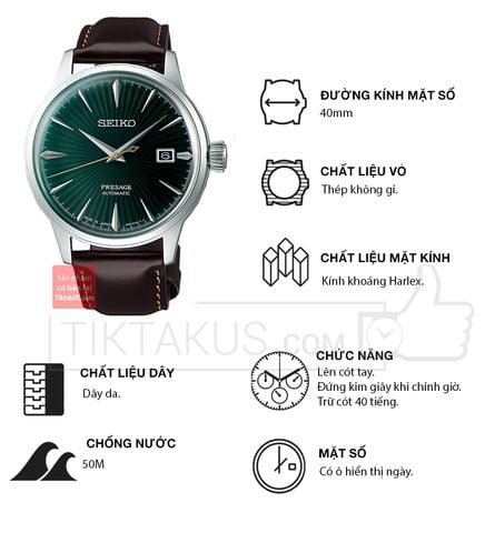 Đồng hồ nam cao cấp Seiko Presage Cocktail SARY133 - Tiktakus