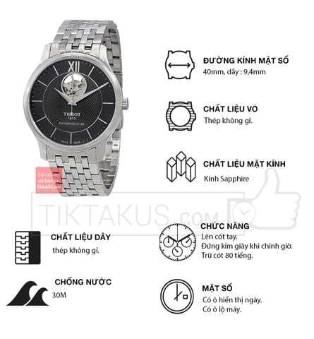 Đồng hồ đeo tay nam Tissot open heart T063.907.11.058.00