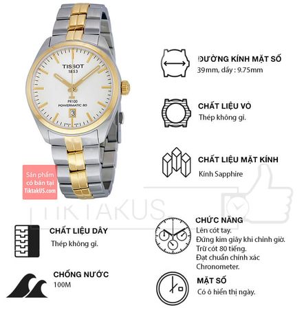 Đồng hồ đeo tay nam Tissot Thụy Sĩ PR100 T101.407.22.031.00 sapphire Gone tone - T1014072203100