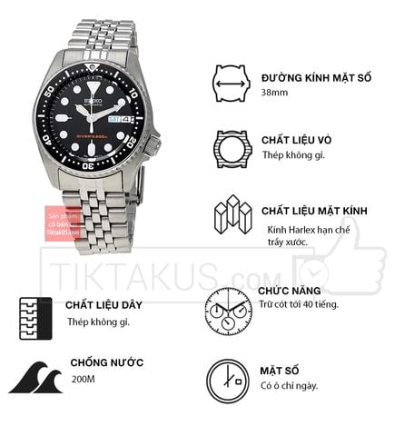 Đồng hồ nam dây sắt Seiko SKX013K