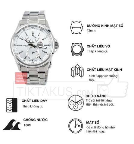 Đồng hồ nam dây thép không gỉ Orient SFM01002W0 - Made in Japan