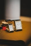Đồng hồ cặp Seiko mạ vàng mặt vuông SWR054 & SWR052 nam nữ tank máy quartz