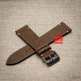 Dây đồng hồ da lộn Nubuck không chỉ viền - màu Nâu đậm