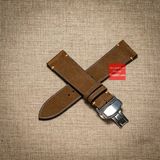 Dây đồng hồ da lộn Nubuck không chỉ viền - màu Nâu đậm