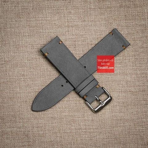 Dây đồng hồ da lộn Nubuck không chỉ viền - màu xám