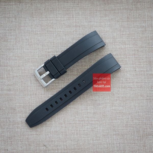 Dây đồng hồ cao su cao cấp FKM chốt thông minh Premium SKX, Seiko 5 Sport, Diver, size 20mm - 22mm màu Đen - Black