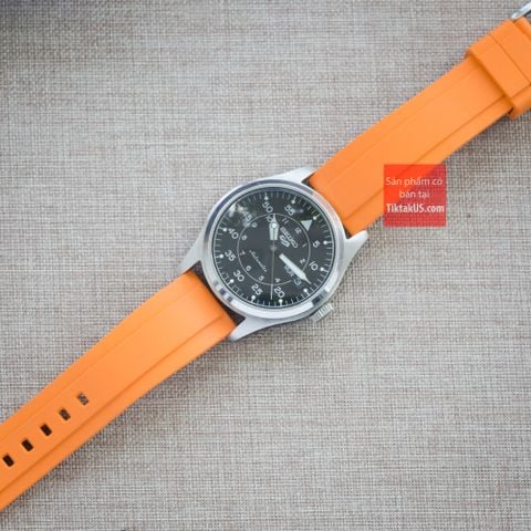 Dây đồng hồ cao su cao cấp FKM chốt thông minh Premium SKX, Seiko 5 Sport, Diver, size 20mm - 22mm màu cam