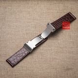 Dây đồng hồ da cá sấu thật kèm khóa một gấp giấu dây màu nâu đậm size 18mm - 19mm - 20mm - 21mm - 22mm