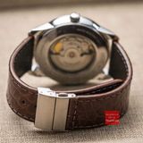 Dây đồng hồ da cá sấu thật kèm khóa một gấp giấu dây màu nâu đậm size 18mm - 19mm - 20mm - 21mm - 22mm