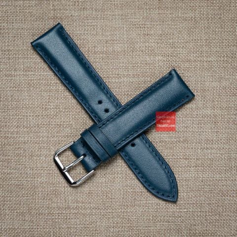 Dây đồng hồ da bò thật kèm khóa - màu xanh navy