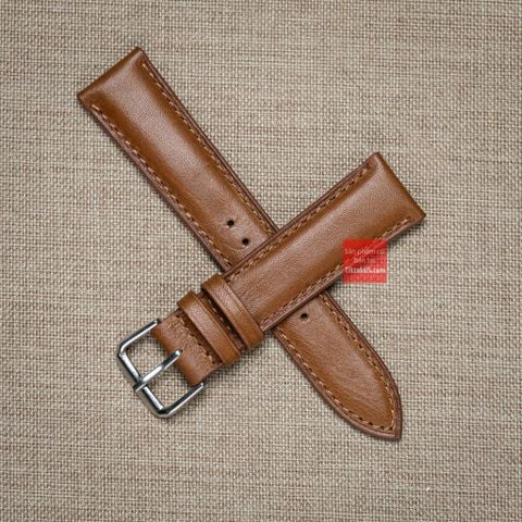 Dây đồng hồ da bò thật kèm khóa - màu nâu nhạt