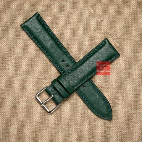 Dây đồng hồ da bò thật kèm khóa - màu xanh lá