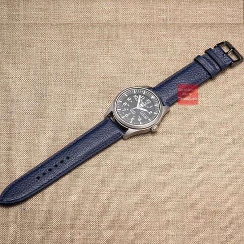 Dây đồng hồ da bò dập vân alran - màu xanh navy