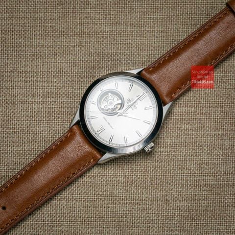Dây đồng hồ da bò thật kèm khóa - màu nâu nhạt