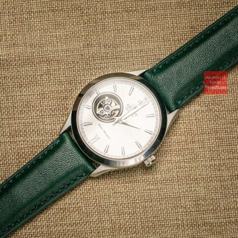 Dây đồng hồ da bò thật kèm khóa - màu xanh lá