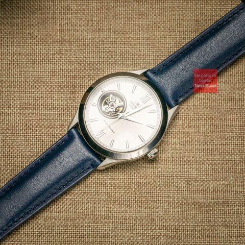 Dây đồng hồ da bò thật kèm khóa - màu xanh navy