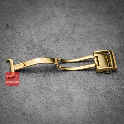 Khoá gập giấu dây thép không gỉ 316L một gấp như zin màu VÀNG size 16mm - 18mm, seko presage, orien star
