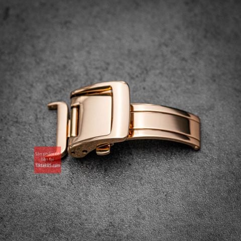 Khoá gập giấu dây thép không gỉ 316L một gấp như zin màu VÀNG HỒNG size 16mm - 18mm, seko presage, orien star
