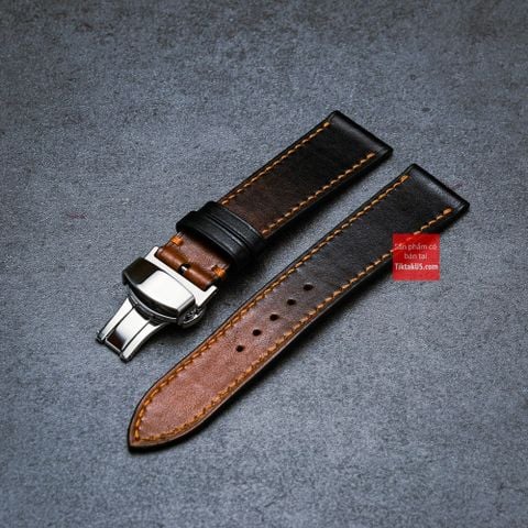 Dây đồng hồ da bò VEG may thủ công hand made kèm khóa bướm chống gãy dây, đủ size 18mm-19mm-20mm-21mm-22mm