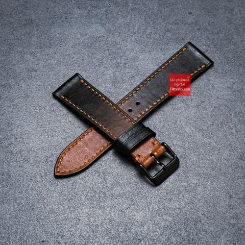 Dây đồng hồ da bò VEG may thủ công hand made kèm khóa, đủ size 18mm-19mm-20mm-21mm-22mm