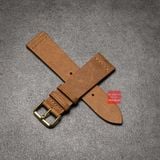 Dây đồng hồ da bò thật, da sáp không chỉ viền kèm khóa - màu nâu nhạt