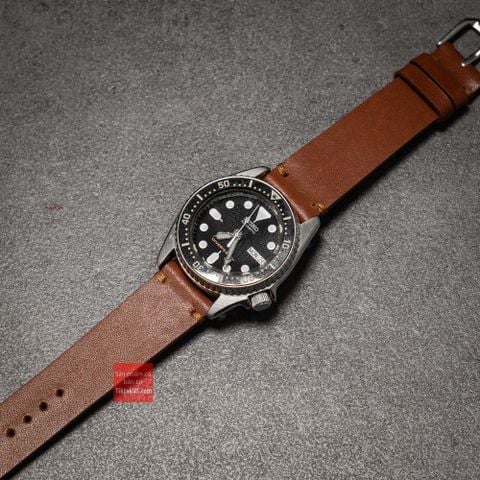 Dây đồng hồ da bò thật  không chỉ viền - màu nâu nhạt