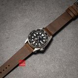 Dây đồng hồ da bò thật, da sáp không chỉ viền kèm khóa bạc - màu nâu đậm